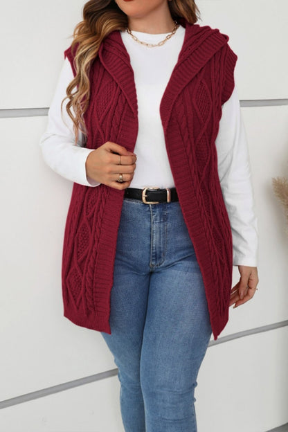 Women's casual sleeveless hooded knitted cardigan cardigans sweaters Top