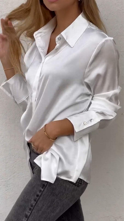 Women's Casual Smooth Satin Shirt shirt