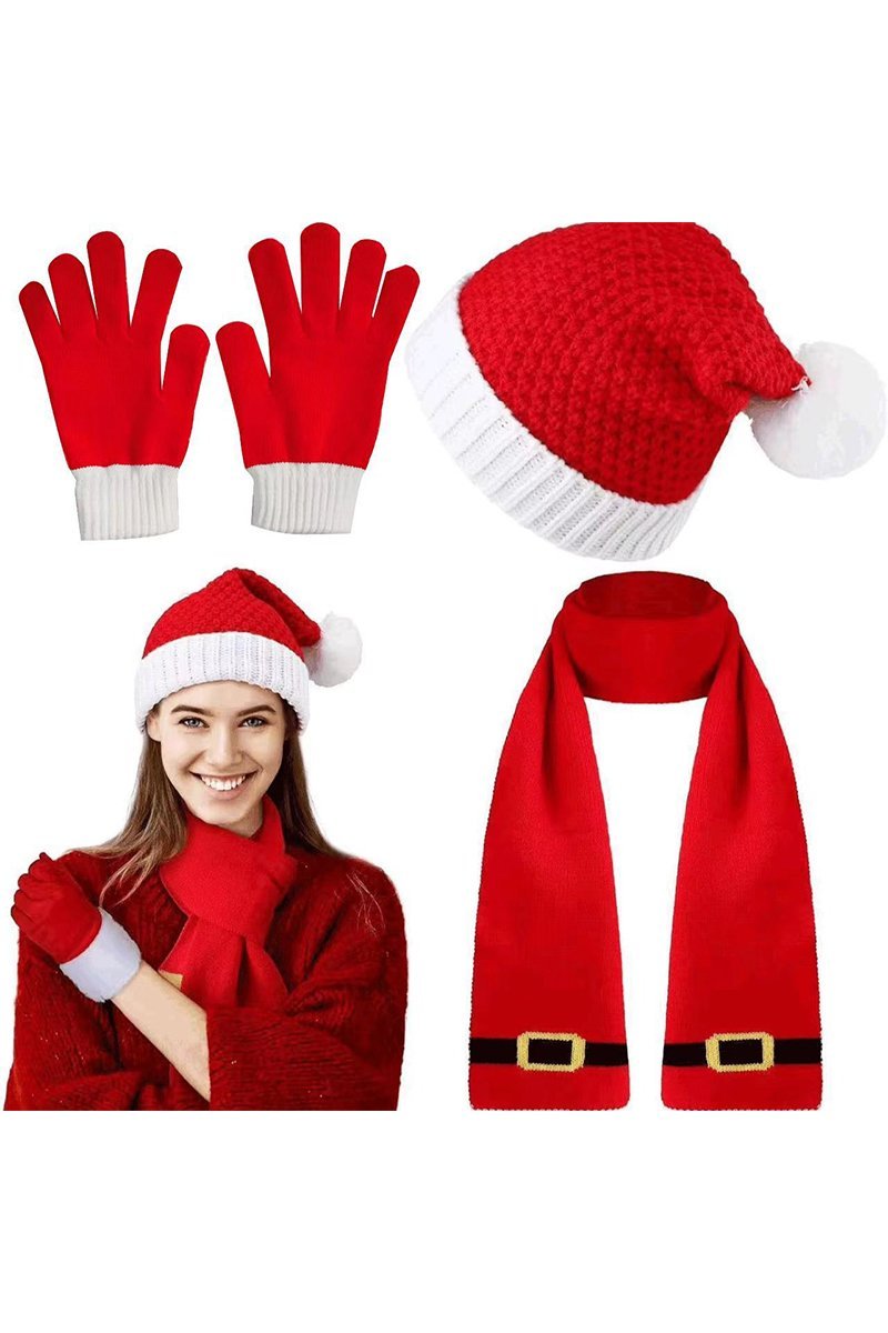 Merry Christmas Bell Hat Three-Piece Set Hat Set Three piece sets