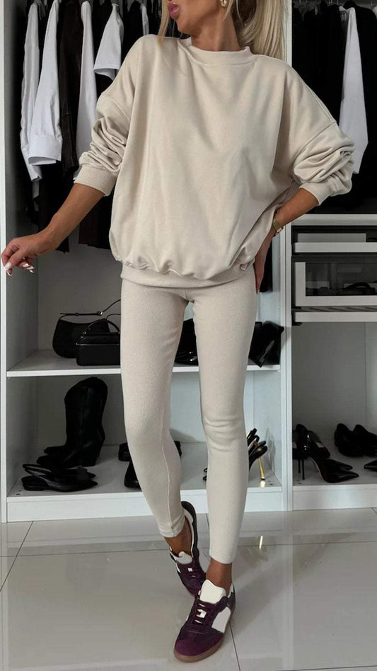 Women's Round Neck Casual Basic Suit Suit