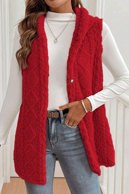 Women's Casual Warm Textured Hooded Vest