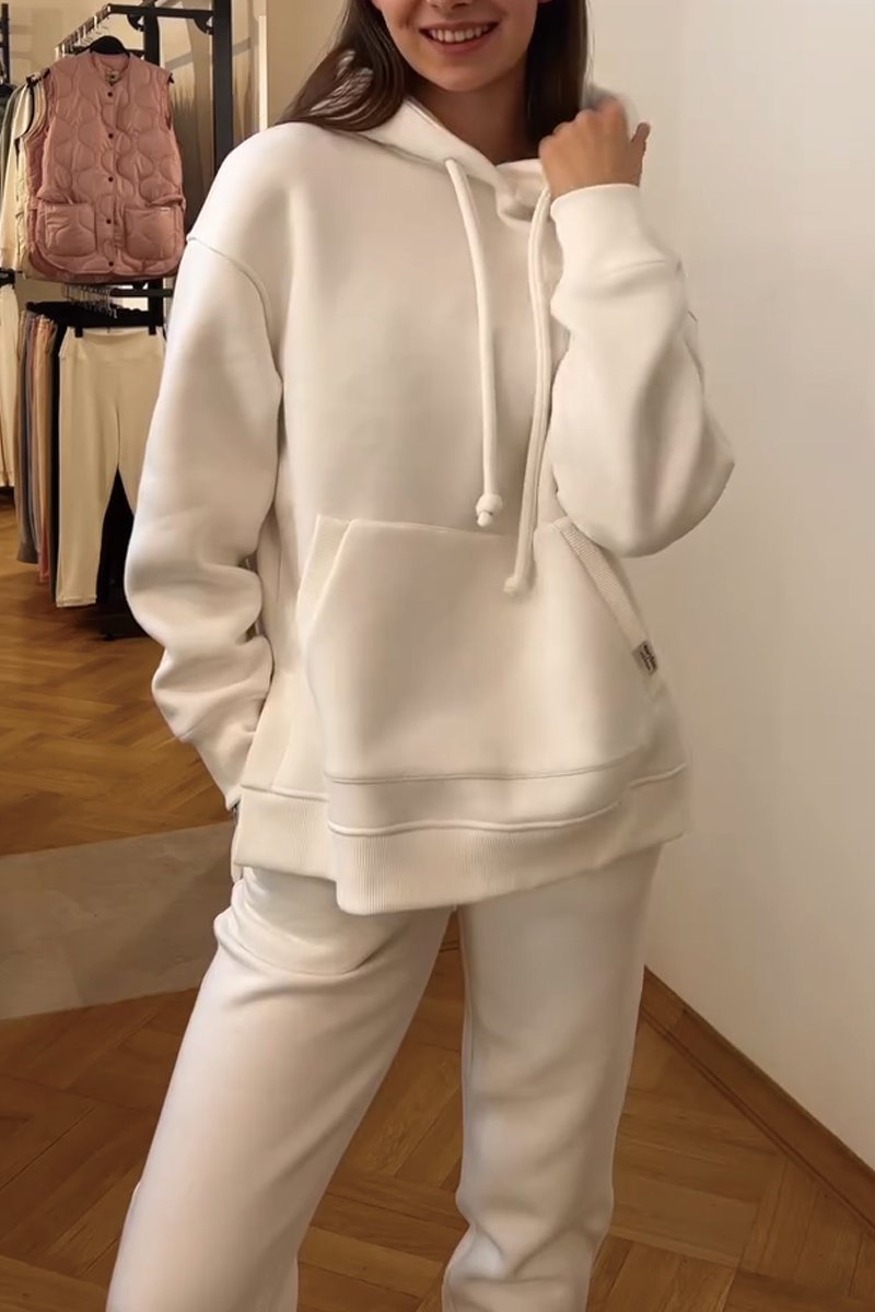 Women's solid color hooded pullover pants set Suits Two-piece set