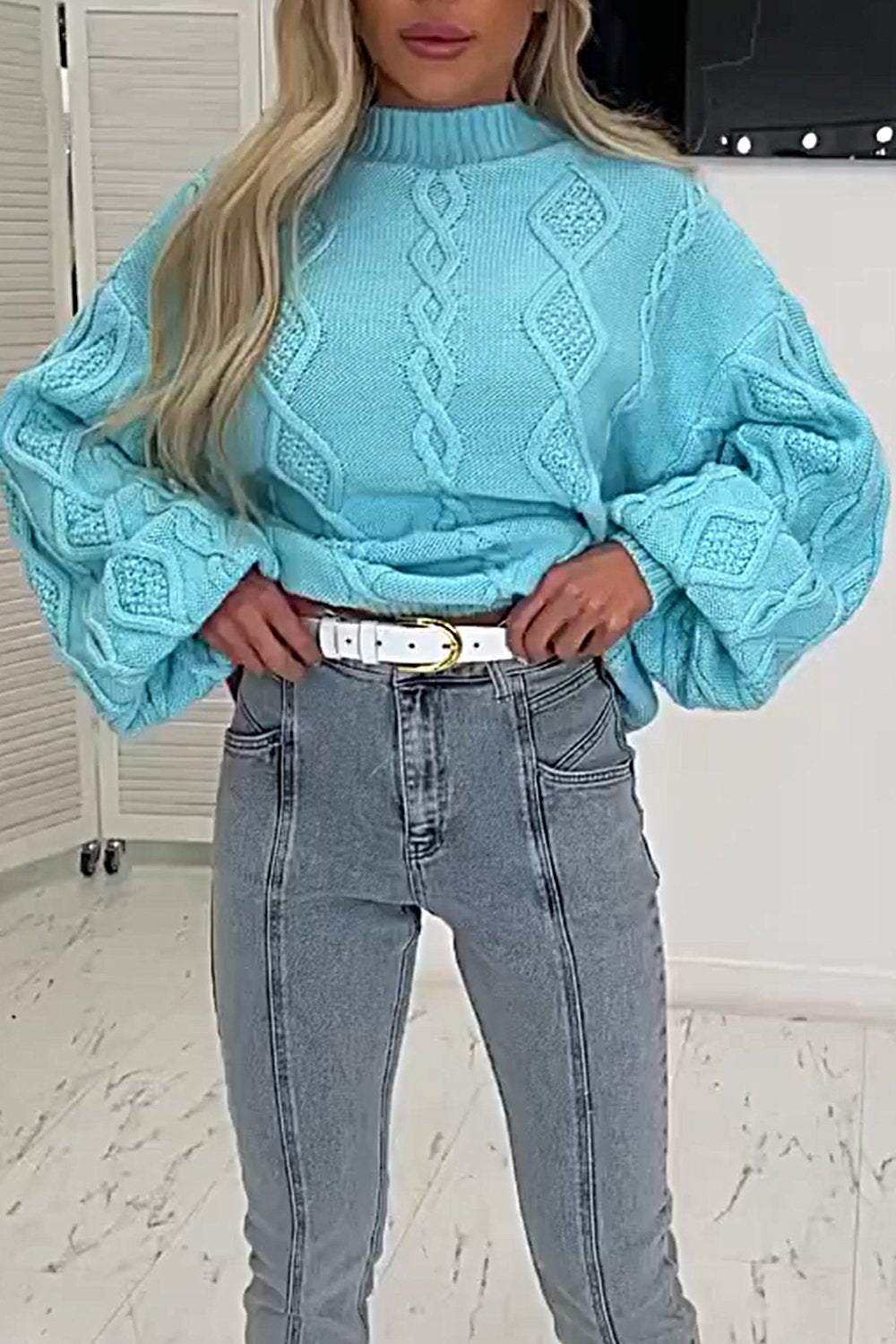 Women's Loose Textured Sweater Tops for Seniors Sweater Top