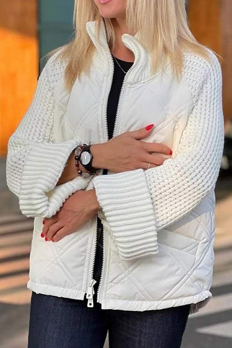 Knitted Patchwork Solid Color Casual Jacket Jacket Tops