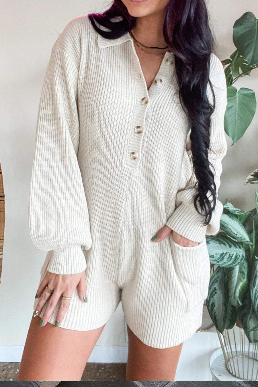 Women's Solid Color Knitted Jumpsuit jumpsuit