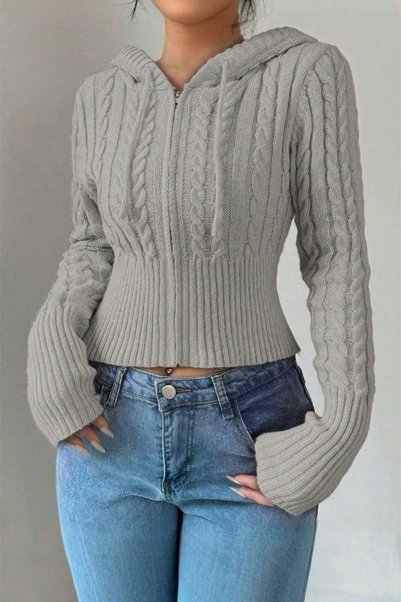 Women's Casual Solid Color Hooded Short Sweater sweatshirts Top