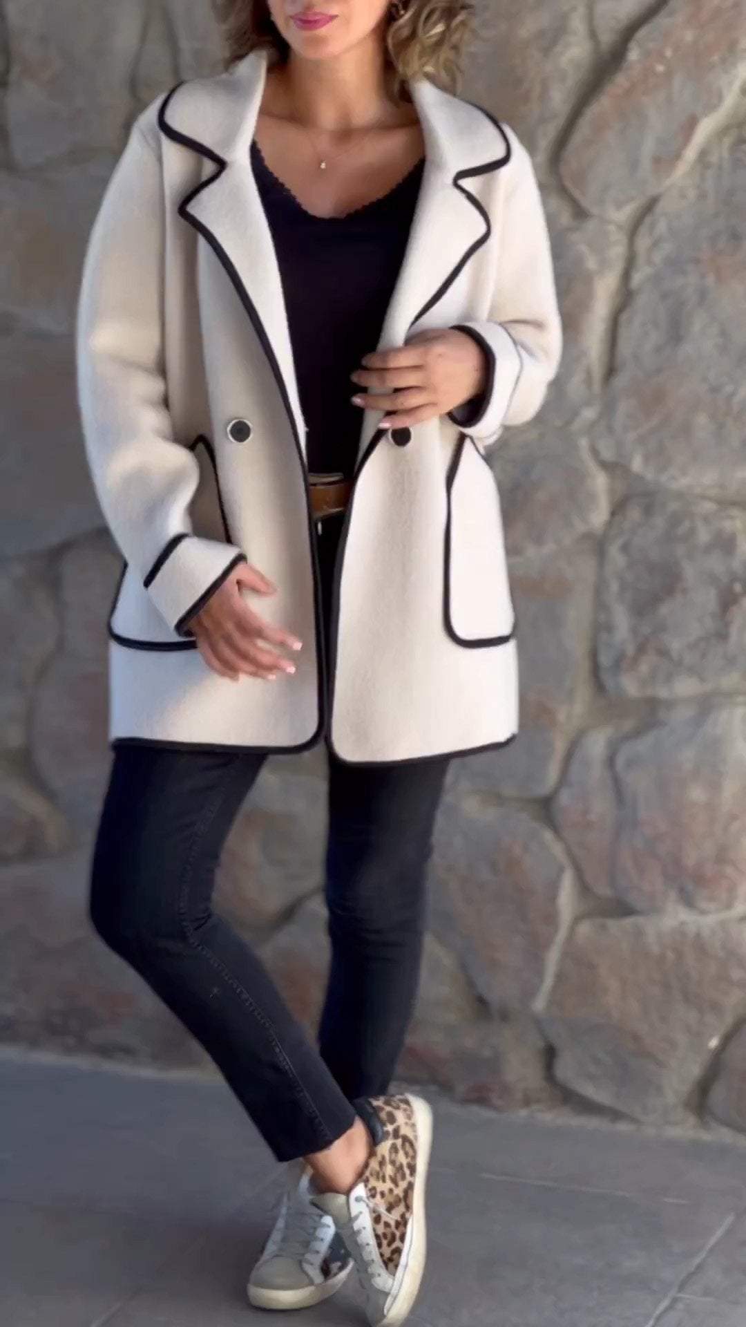 Women's Contrast Color Casual Jacket Jacket