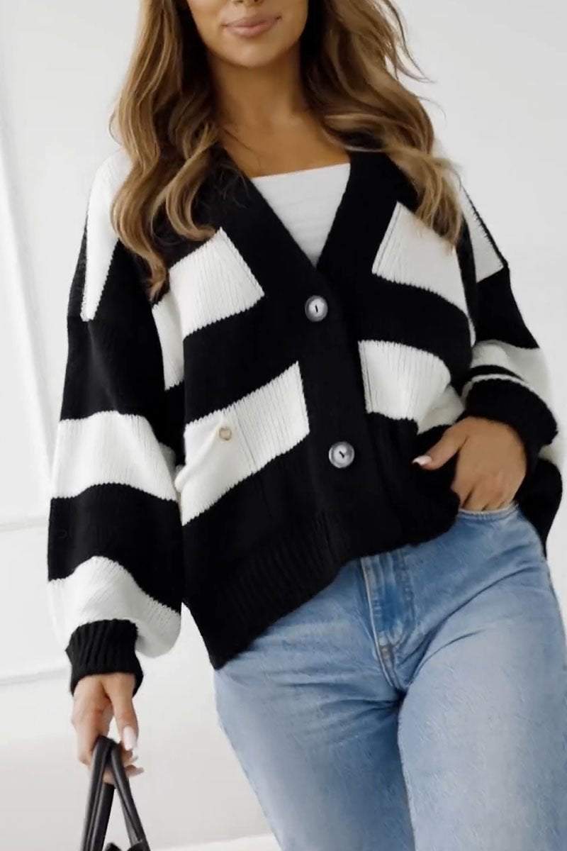 Women's Striped Casual Knit Sweater Sweater Tops