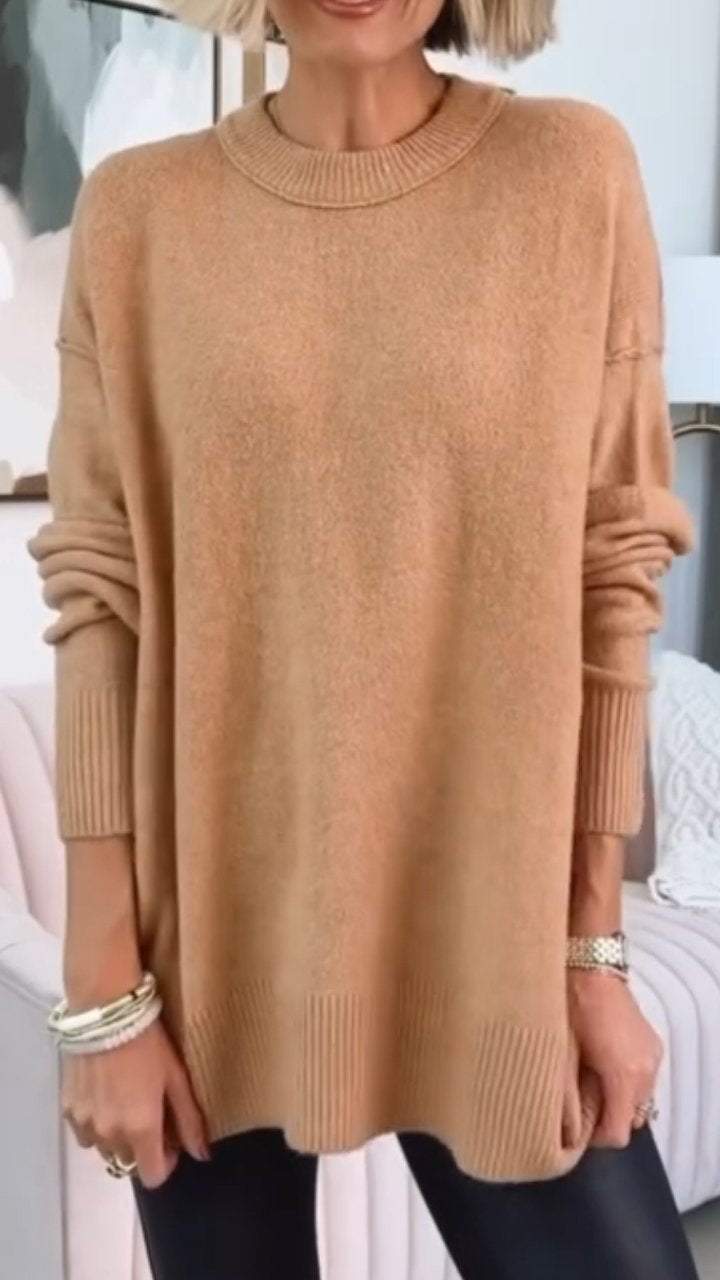 Women's Crew Neck Sweater Top Sweater Tops