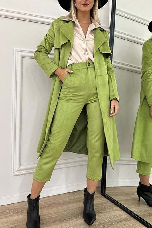 Women's fashionable long coat pants suit