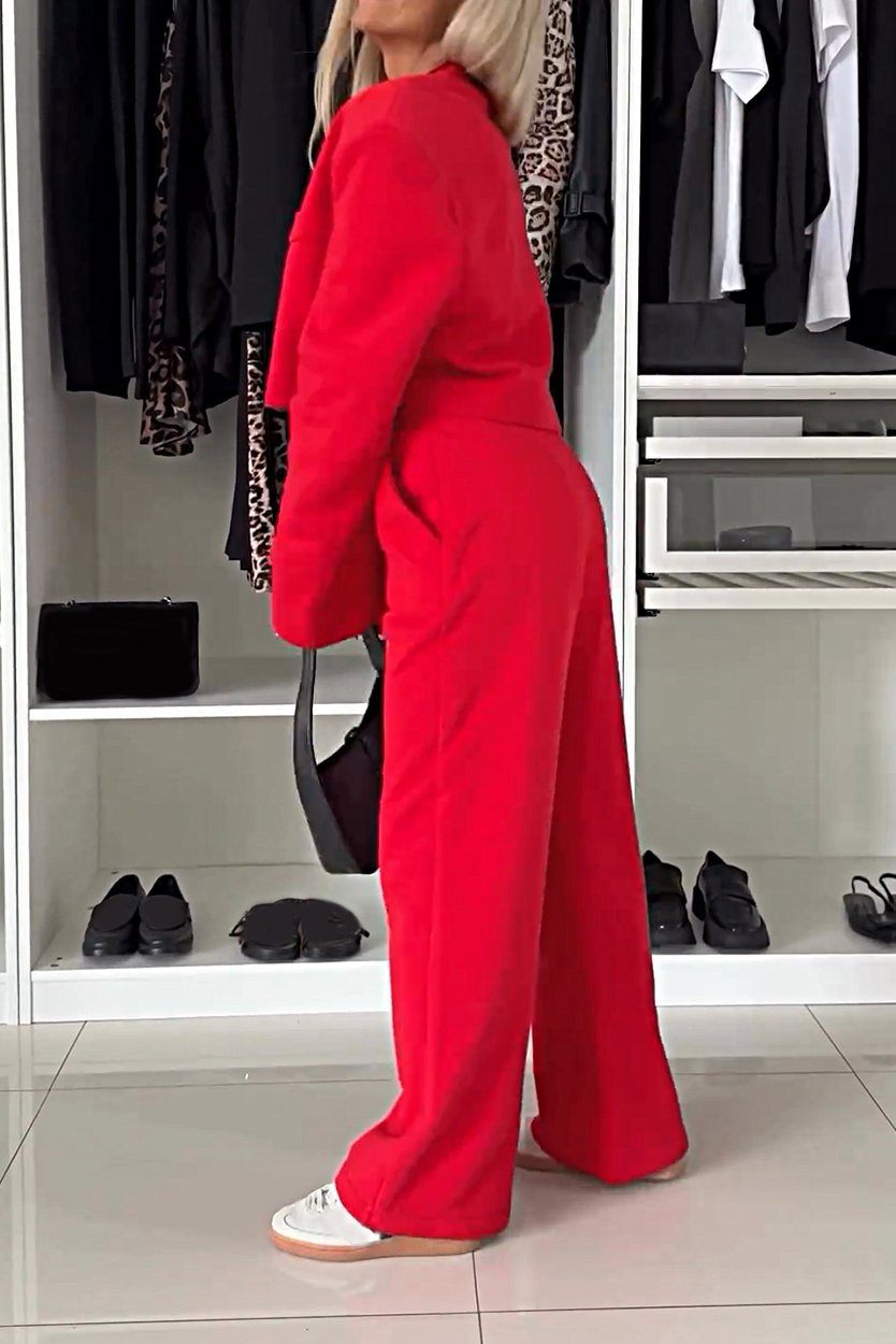 Women's Casual Crop Top and Pants Suit Set