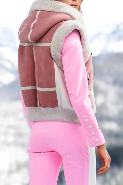 Women's Warm Sherpa Patchwork Vest Jacket