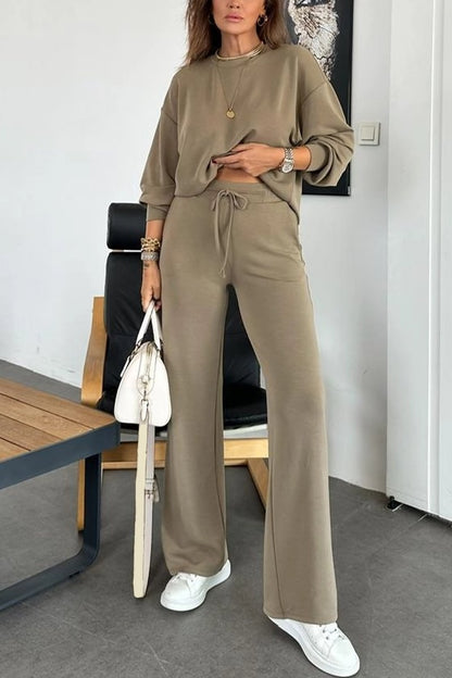 Women's Casual Solid Color Drawstring Pants Suit Pant sets Sets Two piece sets