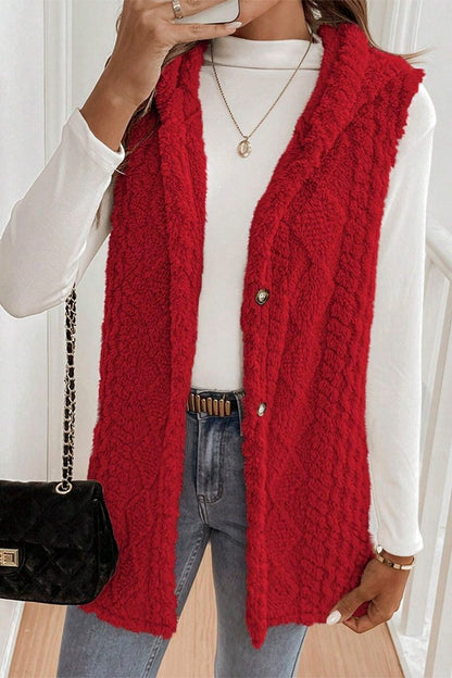 Women's Casual Warm Textured Hooded Vest