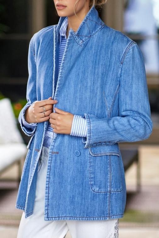 Women's Casual Solid Color Denim Blazer