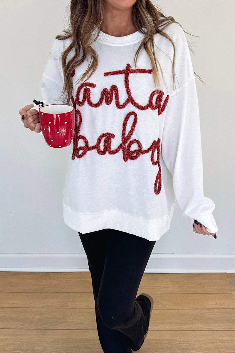 Women's Round Neck Long Sleeve Christmas Sweatshirt Cotton Sweatshirts & Hoodies Top