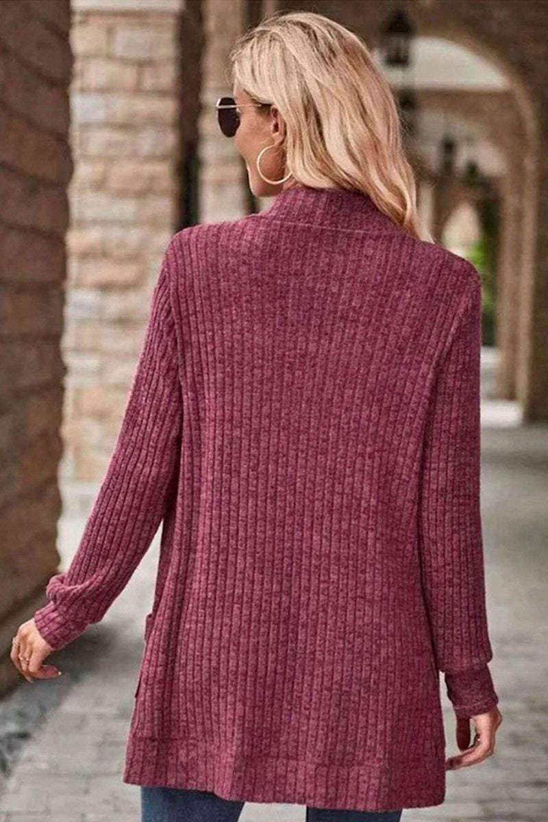 Women's Casual Pit Striped Woolen Cardigan Jacket