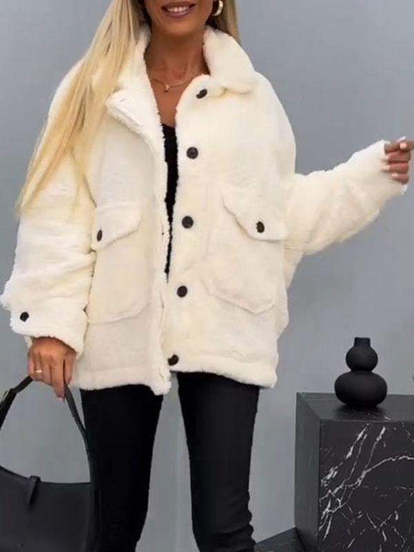 Women's Lapel Long Sleeve Plush Coat Coat Tops