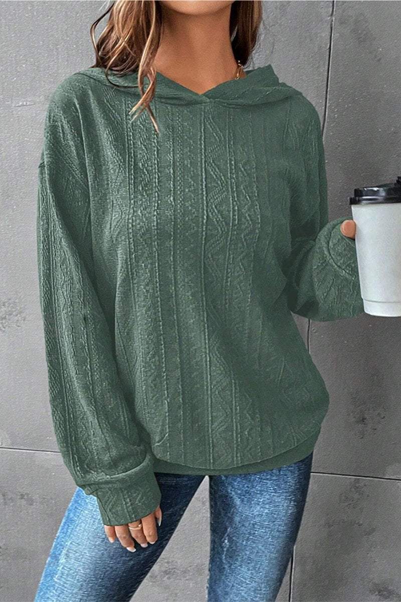 Women's Casual Solid Color Textured Hooded Sweater sweater Top