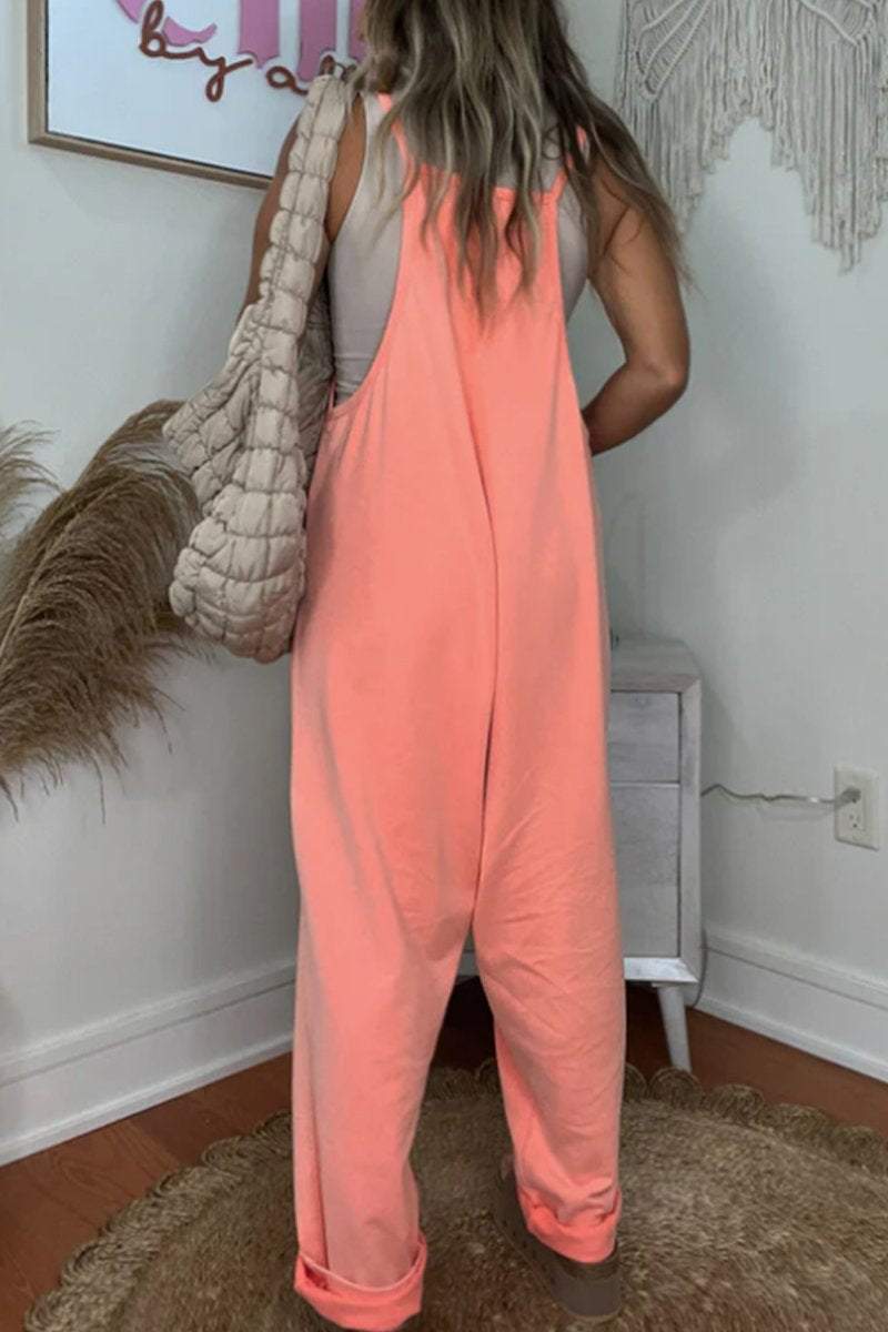 Women's Spring and Fall Solid Color Loose Jumpsuit jumpsuits sets