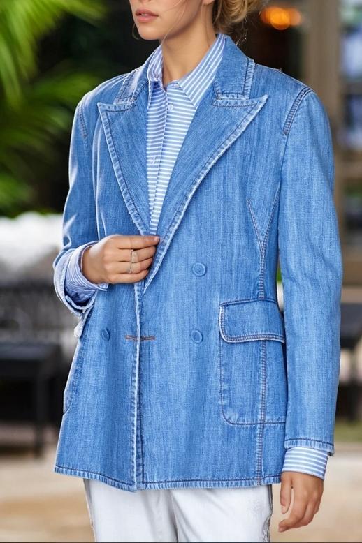 Women's Casual Solid Color Denim Blazer