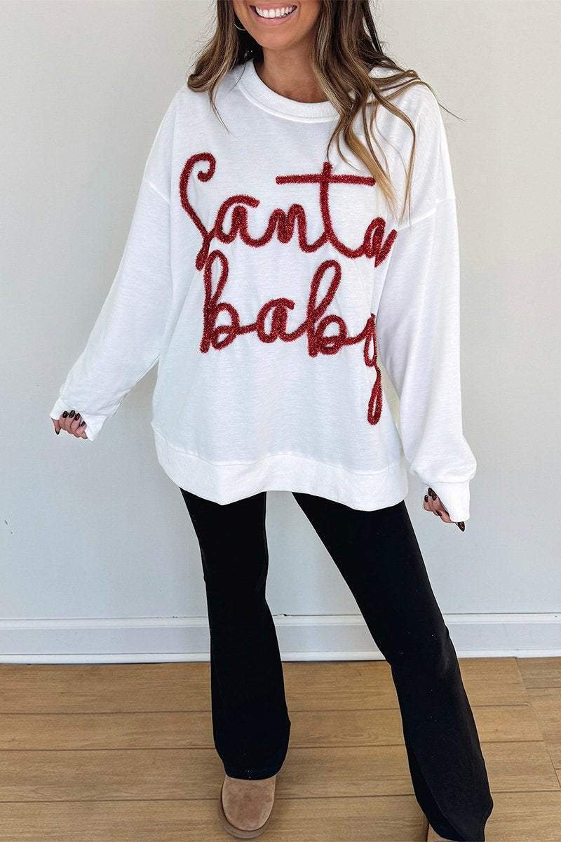 Women's Round Neck Long Sleeve Christmas Sweatshirt Cotton Sweatshirts & Hoodies Top