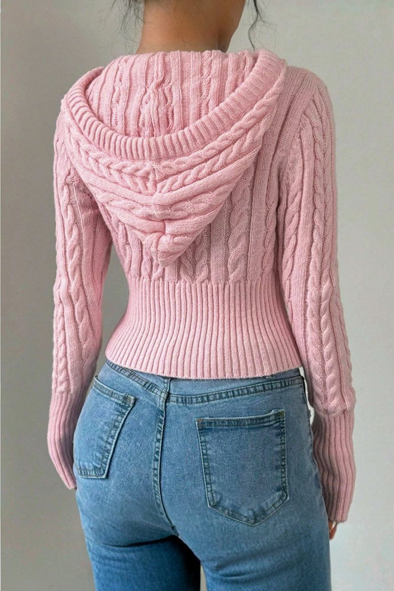 Women's Casual Solid Color Hooded Short Sweater sweatshirts Top