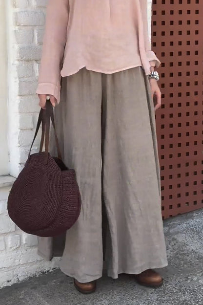 Women's solid cotton and linen casual trousers Pants Trousers