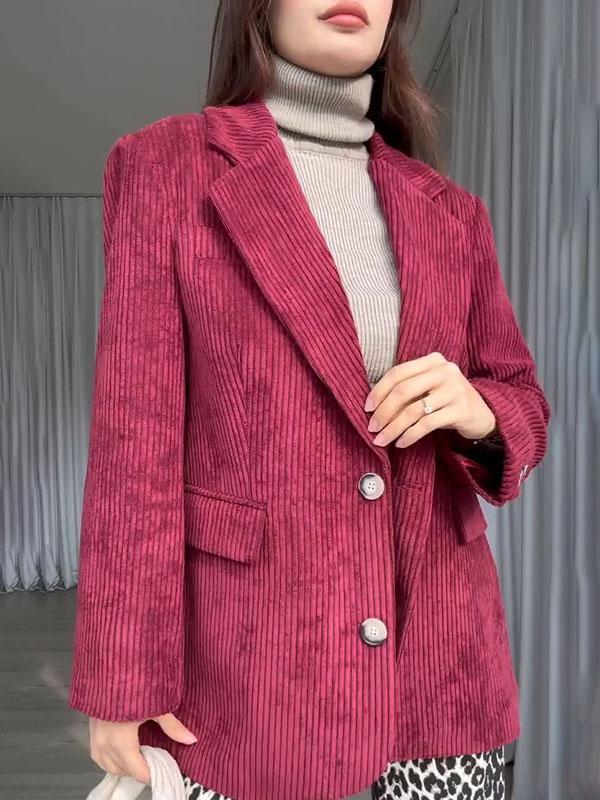 Women's Solid Color Lapel Blazers Coat Tops