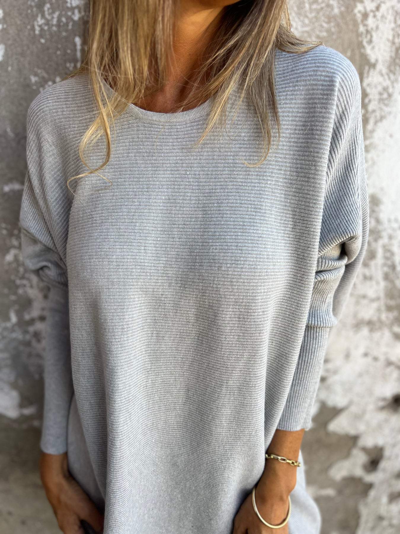 Round Neck Long Sleeve Knitted Top cotton Top