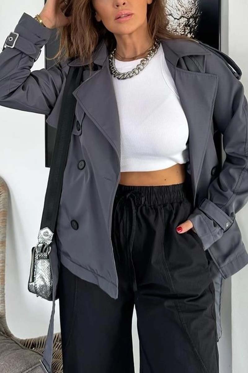 Women's Casual Loose Double Breasted Windbreaker Coats Tops Trench Coats