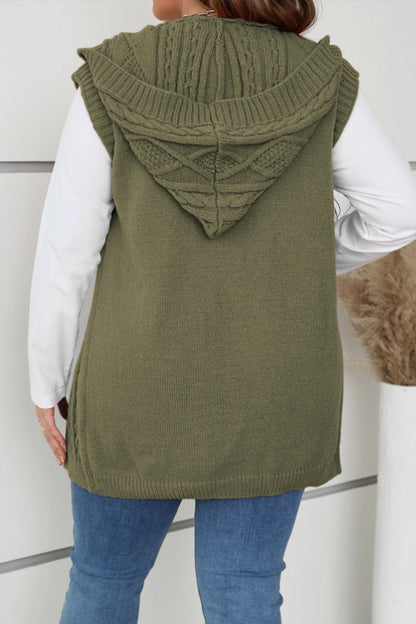 Women's casual sleeveless hooded knitted cardigan cardigans sweaters Top