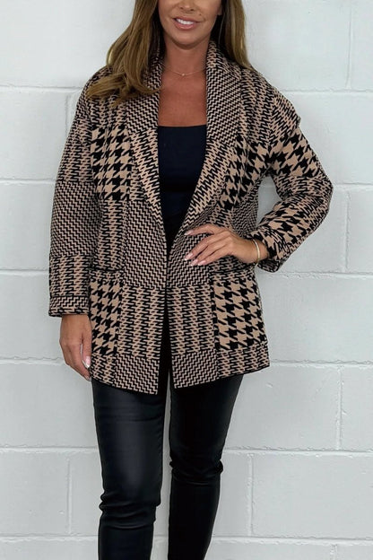 Women's houndstooth print jacket Jacket Top