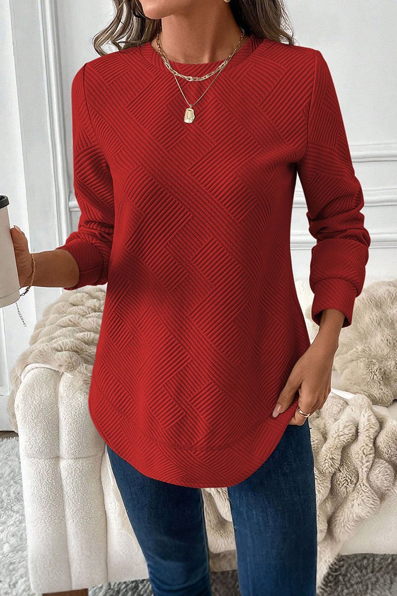 Women's Round Neck Irregular Hem Knitted Sweater sweater Top