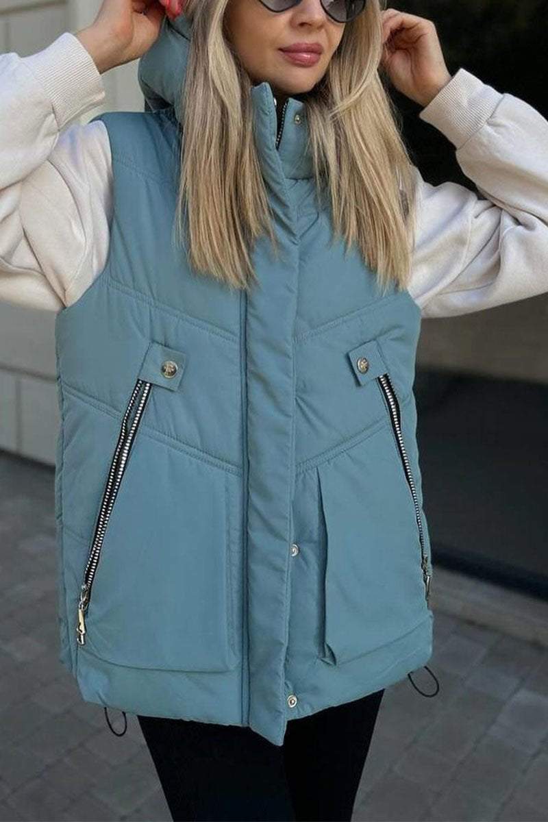 Solid Color Casual Zipper Vest Jacket Jacket Tops