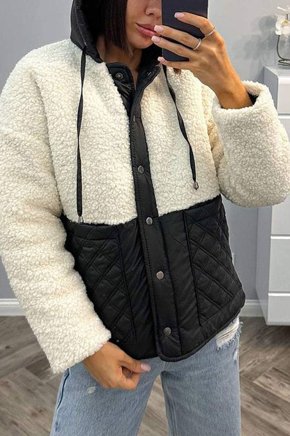 Women's Casual Plush Patchwork Long Sleeve Coat Coat Tops