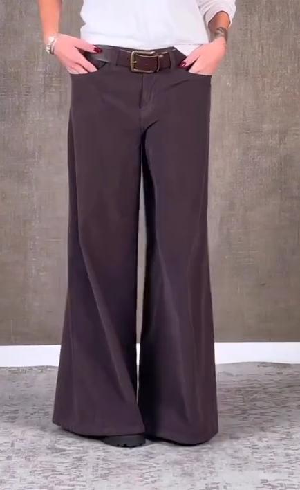 Women's Casual Solid Color Corduroy Wide Leg Pants Bottoms pants