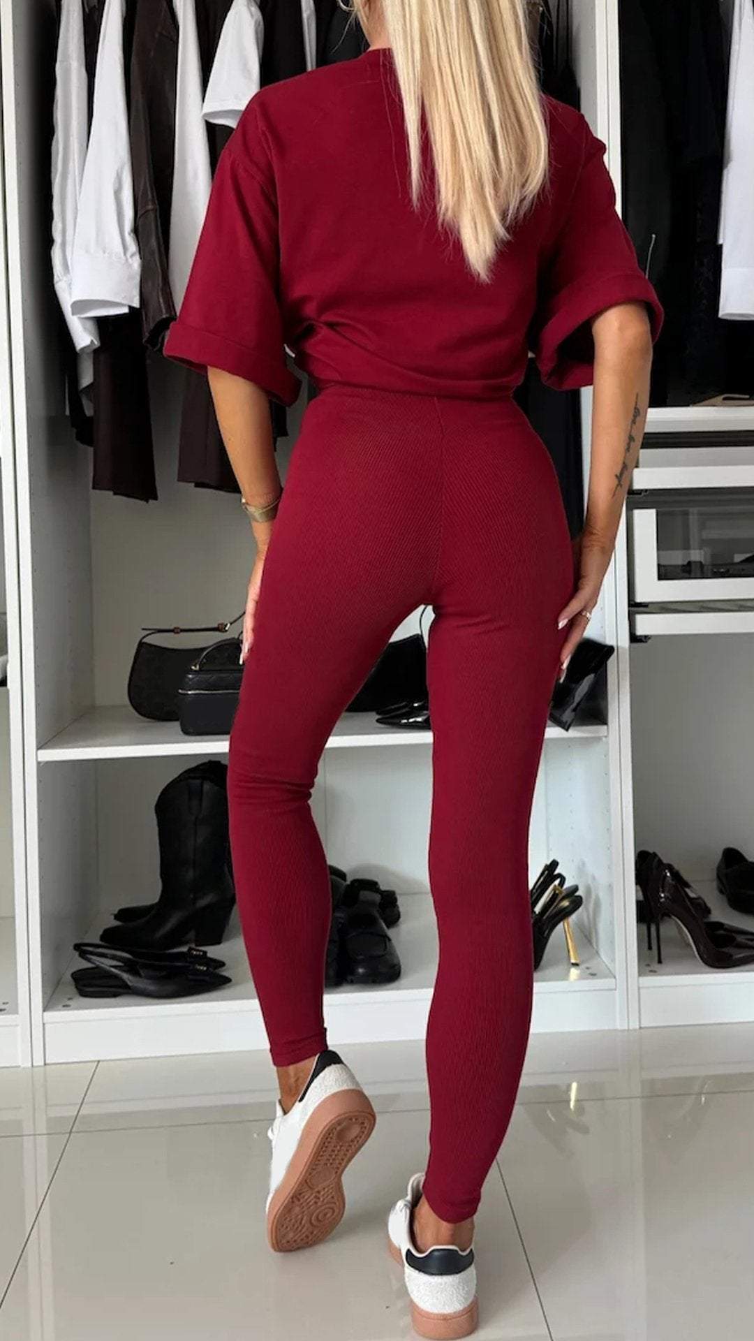 Women's Round Neck Casual Basic Suit Suit