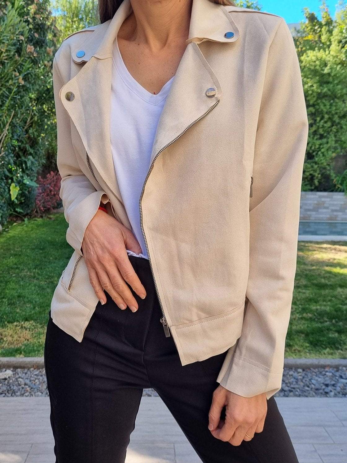 Women's Casual Suede Cropped Jacket Jackets