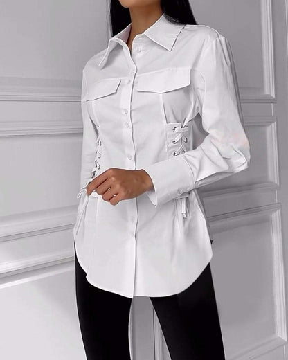 Women's Solid Color Strappy Casual Shirt Top Shirt Tops