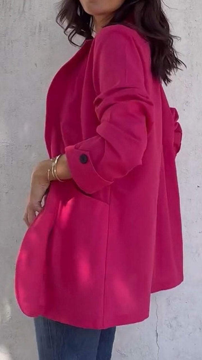 Women's Pink Cardigan Breasted Casual Top Coat coat