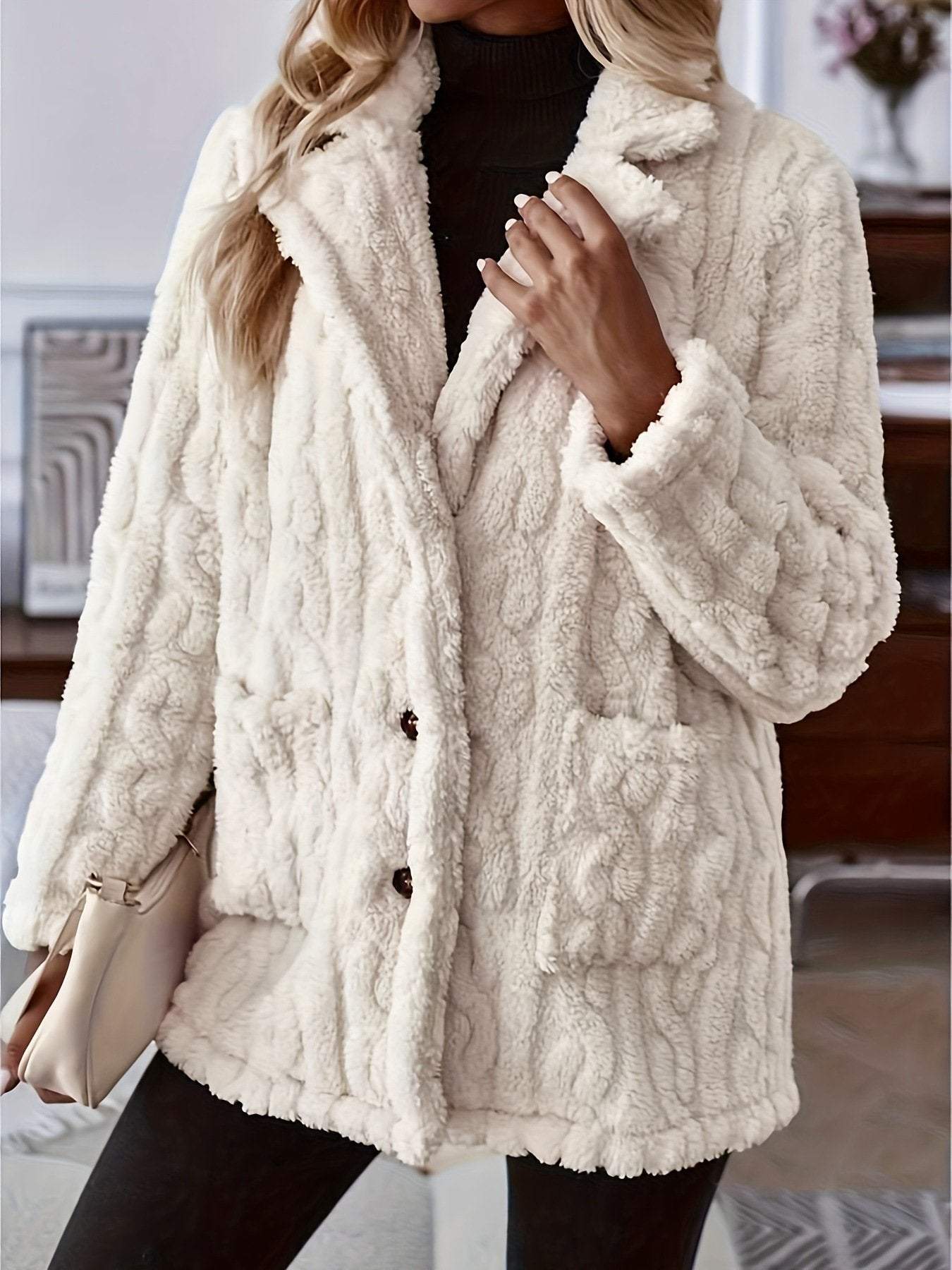 Women's Casual Lapel Water Ripple Double-sided Plush Coat Coat Cotton