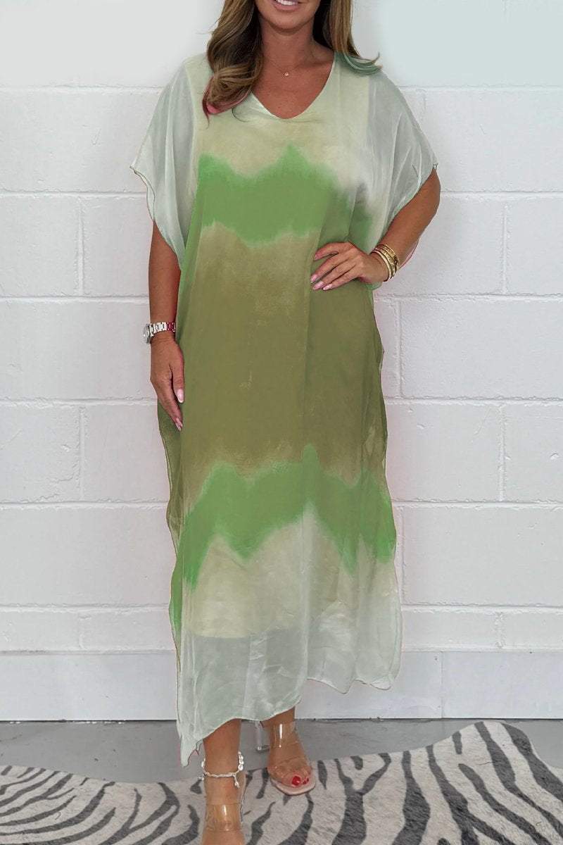 Women's long Chiffon Maxi Dip Dye Dress Fashion Trends