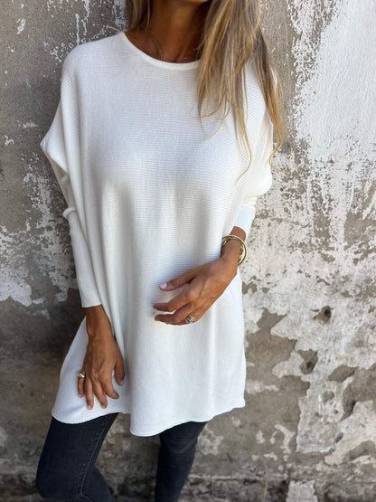 Round Neck Long Sleeve Knitted Top cotton Top