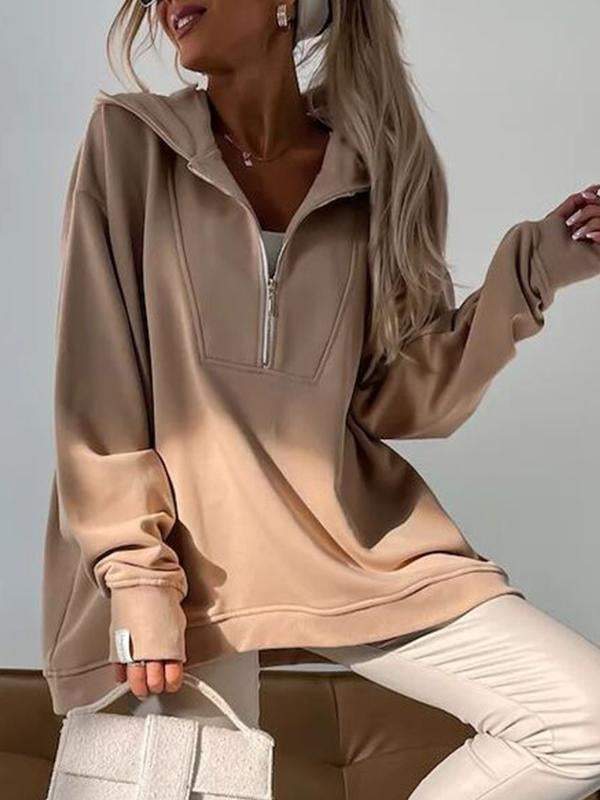 Women's Hooded Half-zip Long-sleeved Casual Sweatshirt Sweatshirt tops