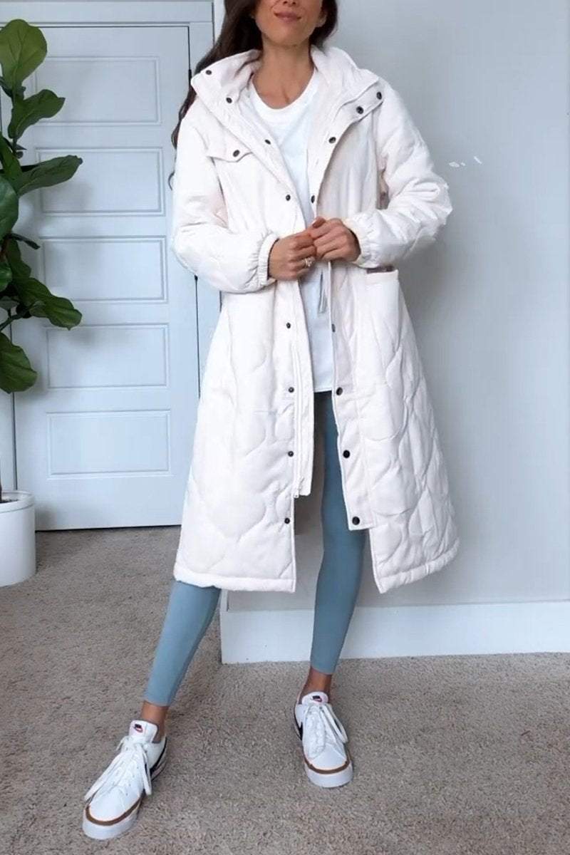 Women's Casual Hooded Single-breasted Long Cotton Coat Coats Cotton Top