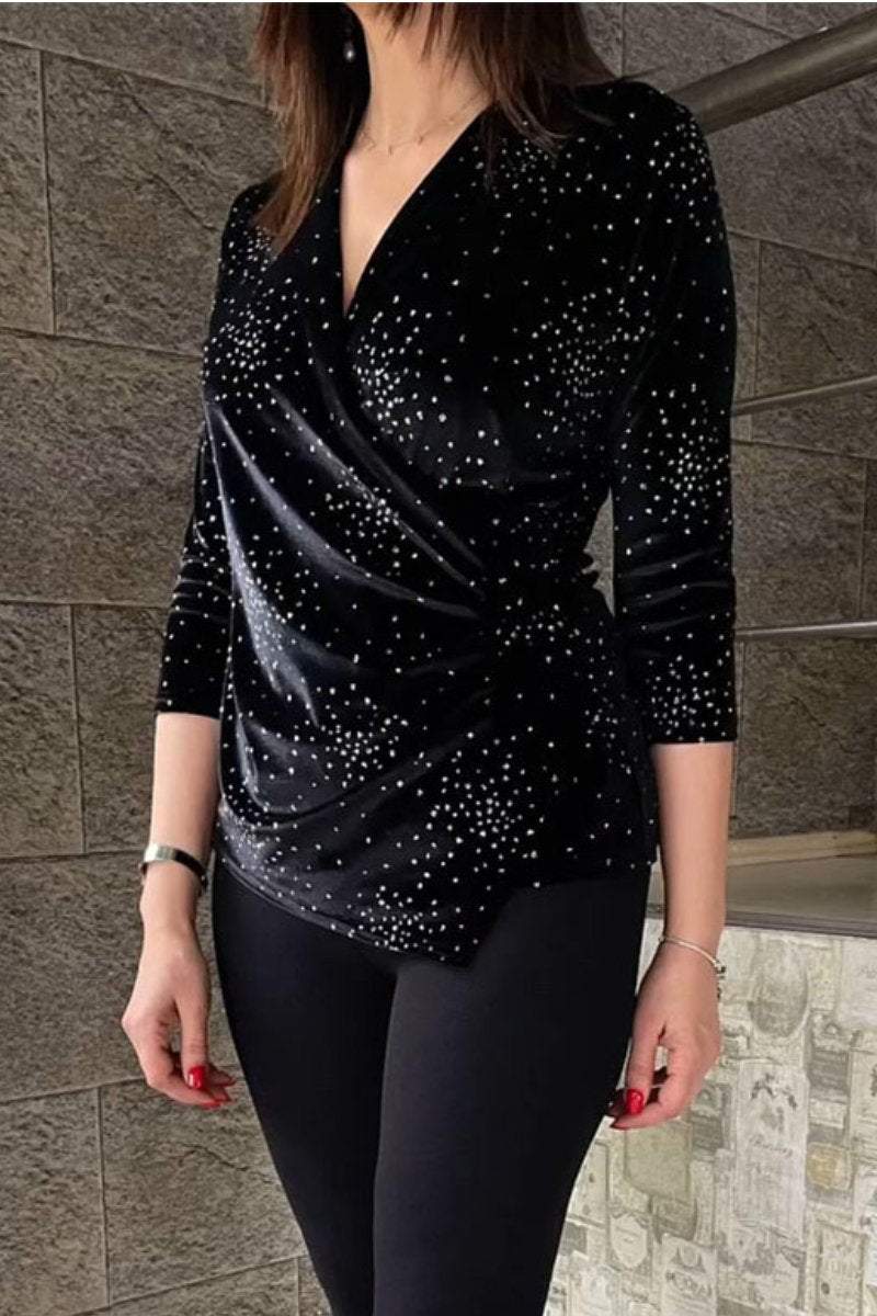 Women's V-neck Sequined Top Top