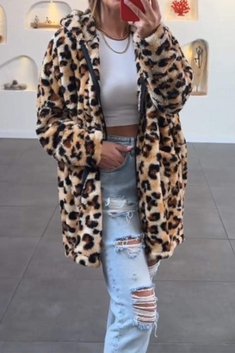 Women's Casual Leopard Print Long Sleeve Jacket Jacket Tops