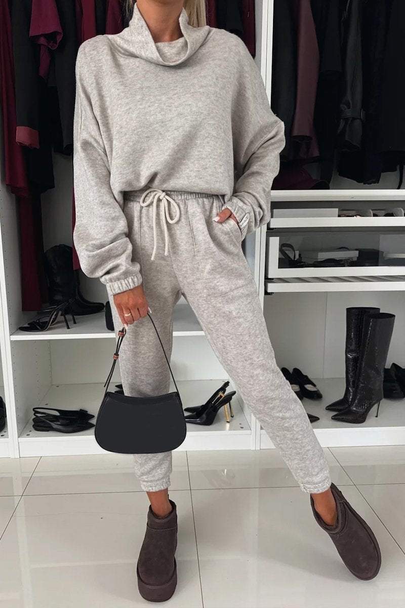 Women's Solid Color Pullover Sports and Leisure Suit sets Two piece sets