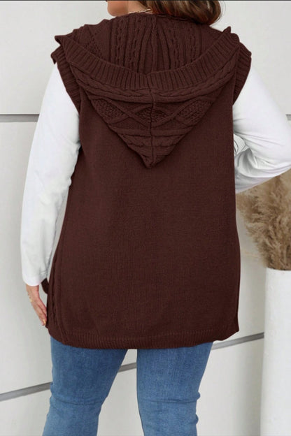 Women's casual sleeveless hooded knitted cardigan cardigans sweaters Top